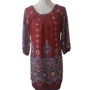 Pink Owl Paisley Boho Shift Dress S